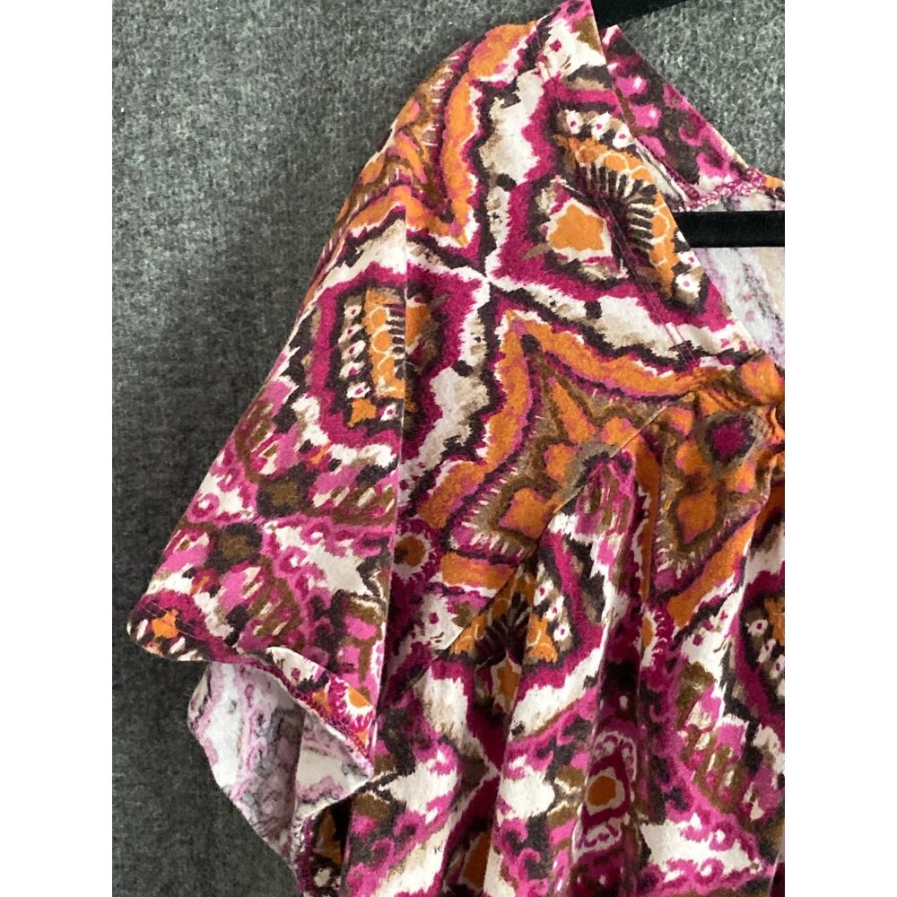 VTG Avenue Top Pink Orange SS Beaded Neckline Women 22/24 - Picture 6 of 8